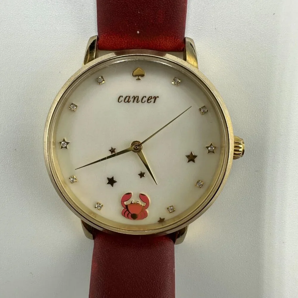 Kate Spade Zodiac Watch Women Gold Tone Cancer Crab Dial New Battery